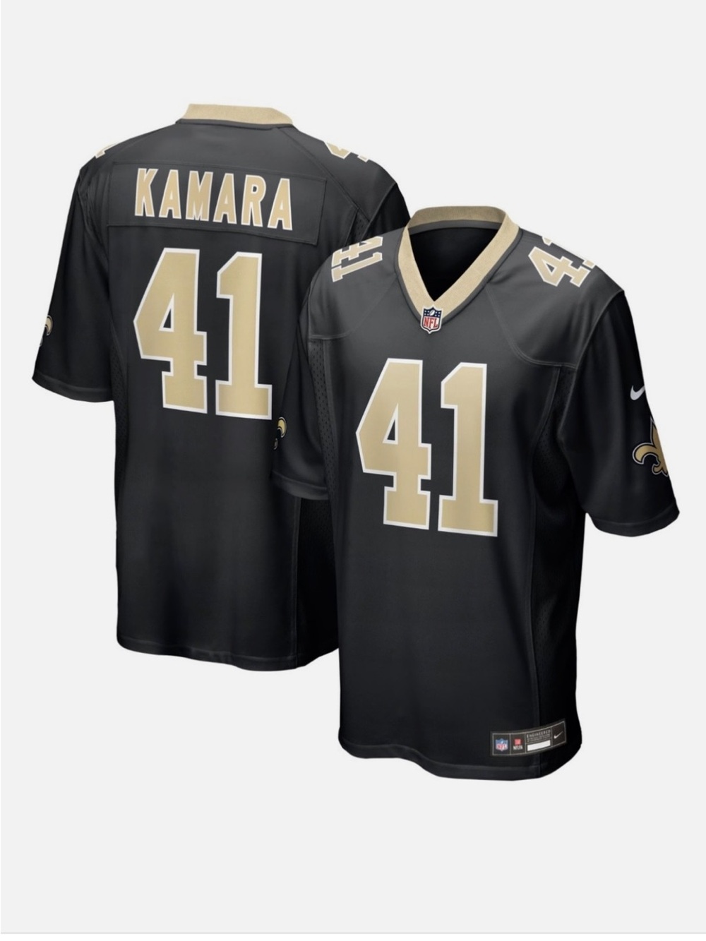 Nike Official NFL New Orleans Saints Alvin Kamara Large Black Game Jersey